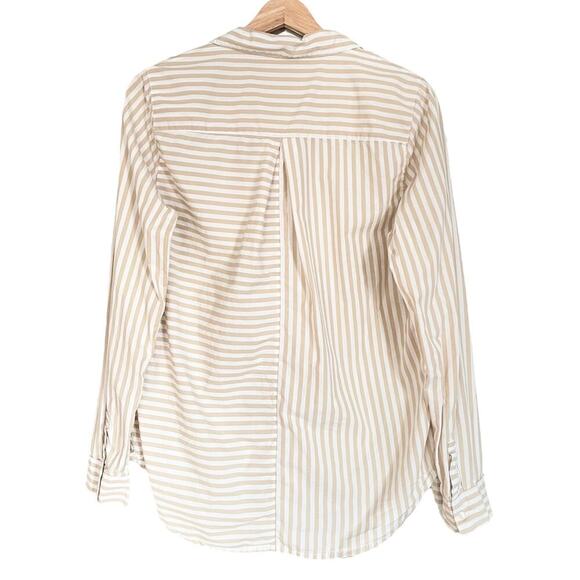 Sundance Golden Days Neutral Striped Cotton Long Sleeve Button Down Shirt Size S - Picture 3 of 6